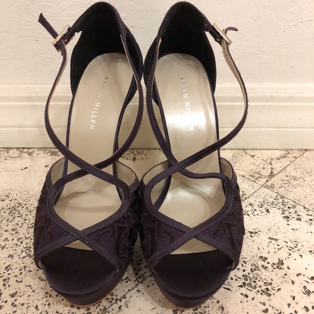 Karen Millen purple lace pumps